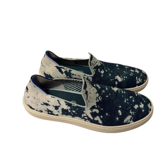 Rothy's Blue and White Artistic Loafers Rothys Sea Green Shibori Sneakers Shoes - Picture 3 of 11